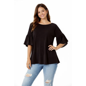 Worthington Black Top with Flounce Sleeve M